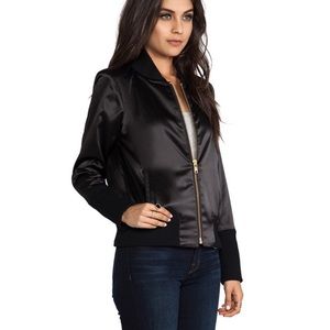 SMYTHE SATIN BOMBER JACKET BLACK